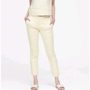 Banana Republic Avery Yellow Linen Stripe Ankle Crop Pants